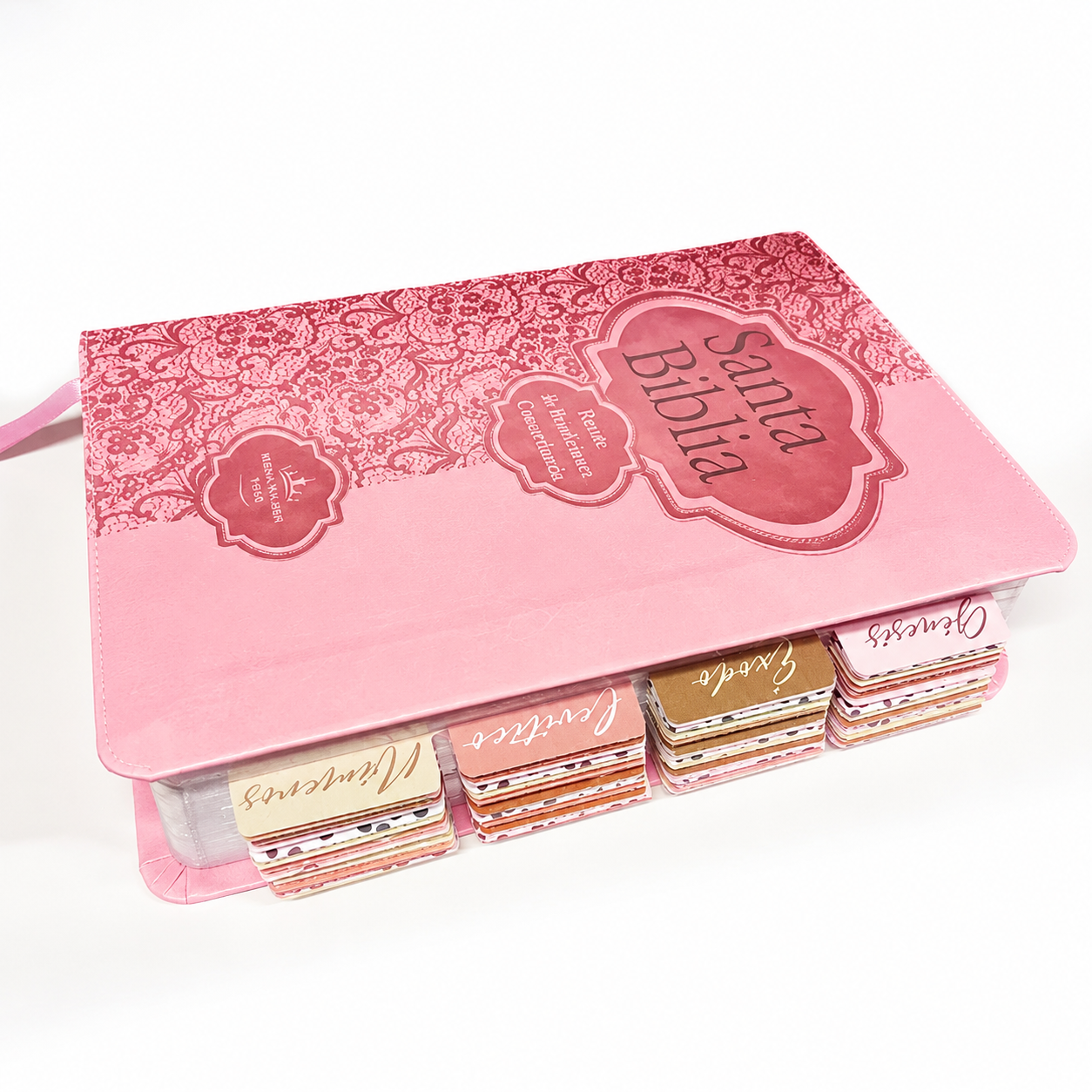 Biblia Reina Valera 1960 Fuente de Bendición Rosa PERSONALIZADA con Nombre + Tabs